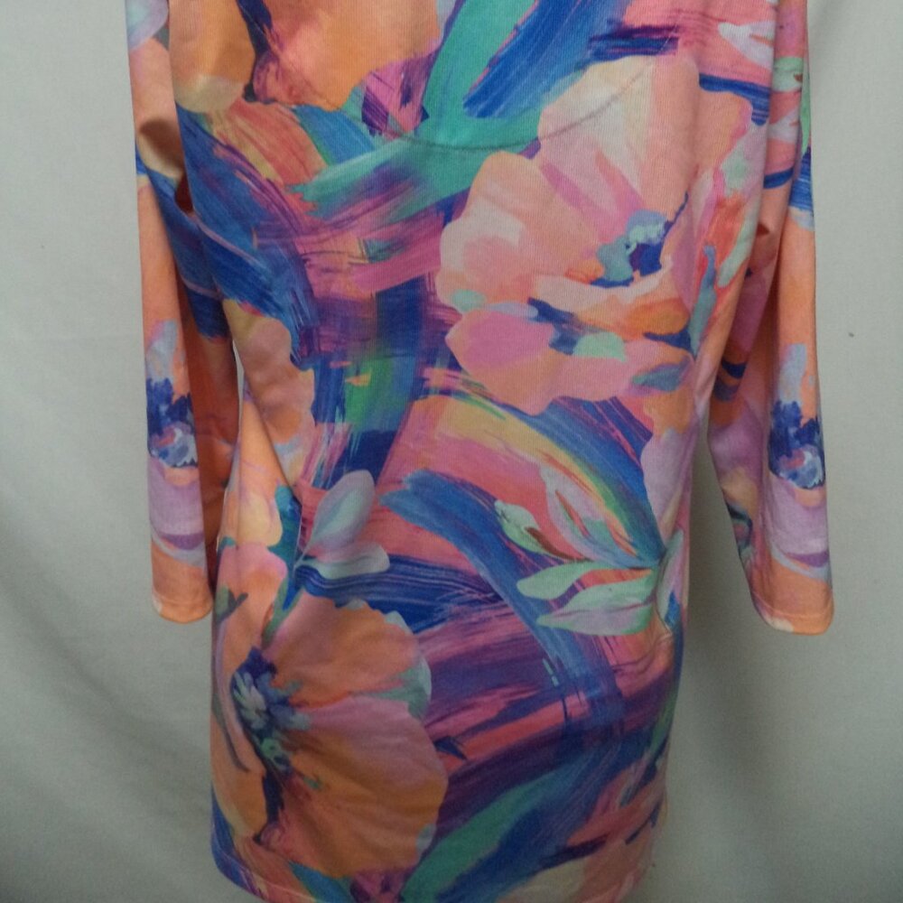 Soft Surroundings Felisa knit Floral tunic top blouse V-neck Size Sz Large Lg L - Picture 9 of 13